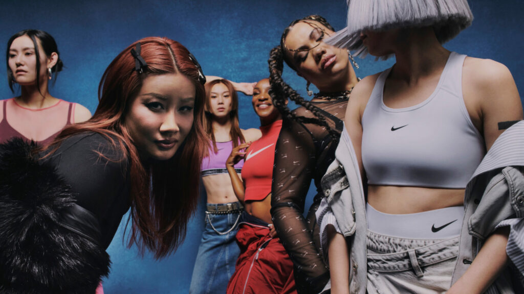 Nike campaign. Pictured, left to right: Liu Xiang, Yoon Ahn, Stephanie Au, Crystal Dunn, Parris Goebel, Feng Chen Wang