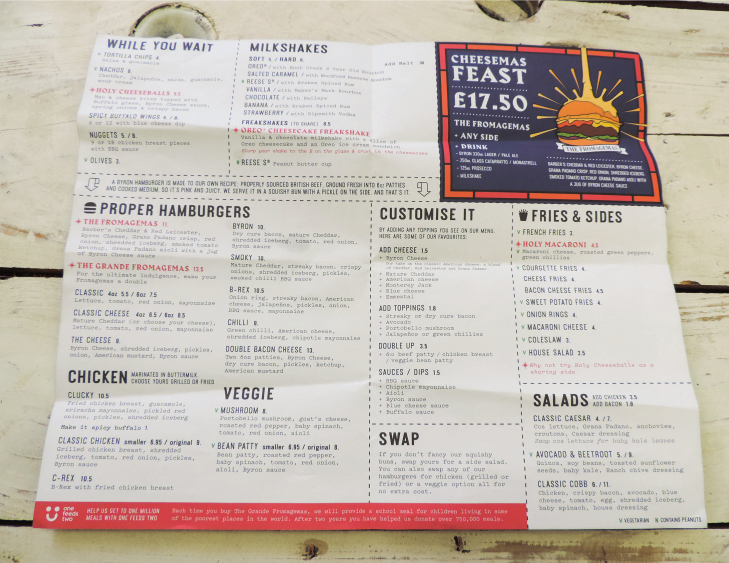 Byron takeaway menus