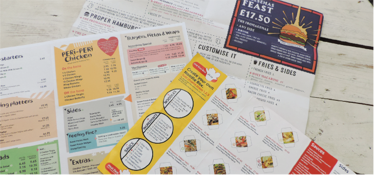 Takeaway menus