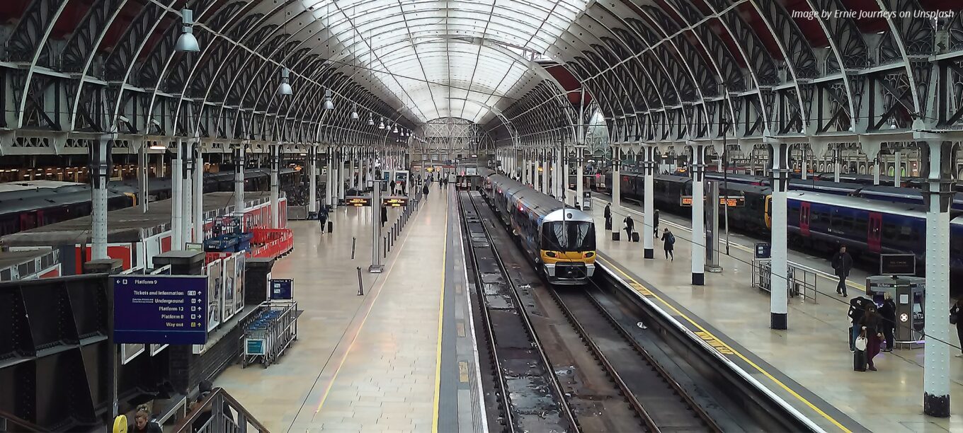 A train waits at a platform at Paddington Station, London